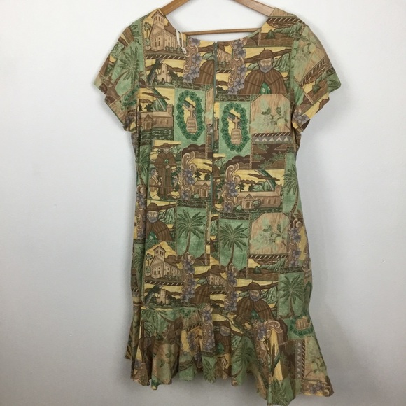 EUC RARE Tori Richard Honolulu Cotton Lawn Ruffled Hem Father Damien Dress 2XL - Picture 3 of 14